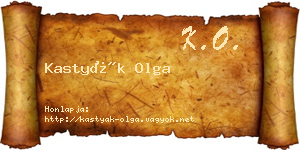 Kastyák Olga névjegykártya